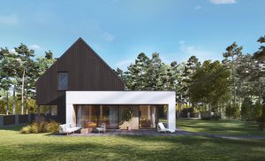 projekt domu nowoczesny stodoła, elewacja z drewna
